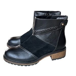 Earth Elements New no Tag Black Leather Suede Ankle Booties. Chunky Heel sz 9.5